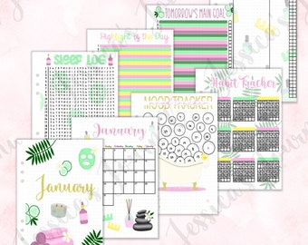 January 2024 Spa Theme | Monthly Spreads | Self Care Journal | Improve Mental Health, Physical Health, Organization | Jessica's Journal