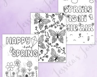 DIGITAL DOWNLOAD | PDF | Spring Themed Coloring Pages | Jessica's Journal Spread