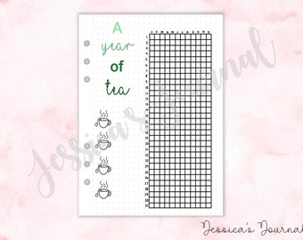 A Year Of Tea Tracker | Yearly Tea Tracker | Jessica's Journal Spread