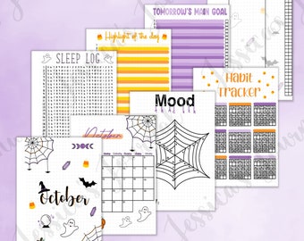 DIGITAL DOWNLOAD | PDF | October Halloween Themed Monthly Spreads | Digital Journal Planner Journaling Self Care Mental Health | 2024