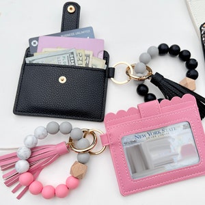 Beaded Wristlet Wallet Keychain Card Holder ID Silicone Beads Jessica's Journal image 2