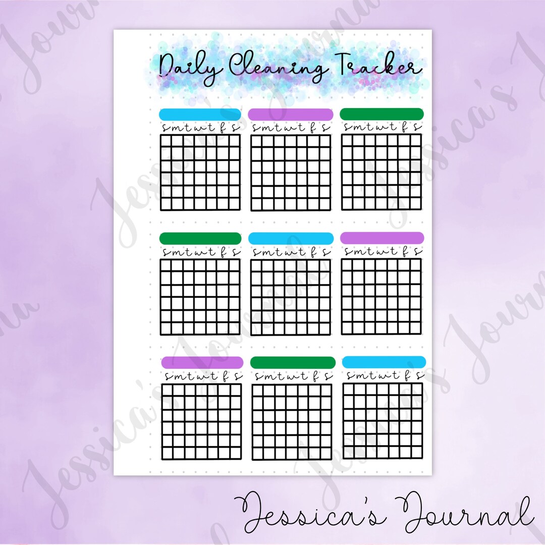 DIGITAL DOWNLOAD | PDF | Daily Cleaning Tracker | Jessica's Journal ...