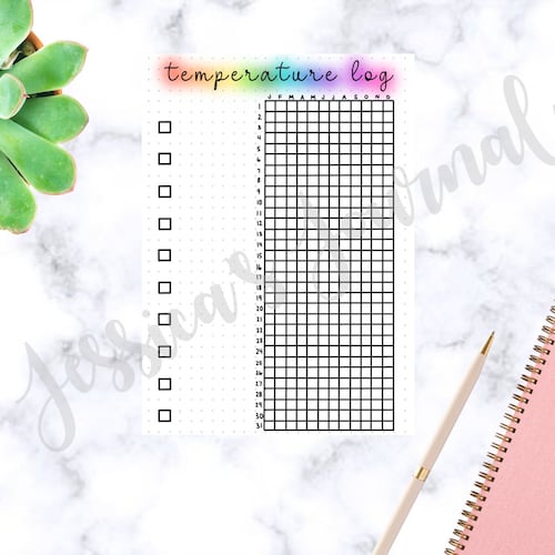 DIGITAL DOWNLOAD PDF Temperature Log Bullet Journal Etsy