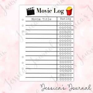 Movie Log |  Journal Spread | Jessica’s Journal