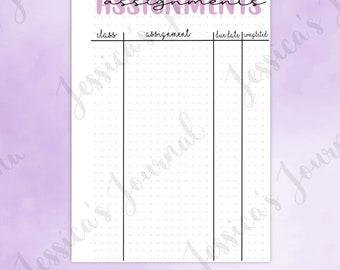 DIGITAL DOWNLOAD | PDF | Assignments Tracker | Jessica's Journal Spread