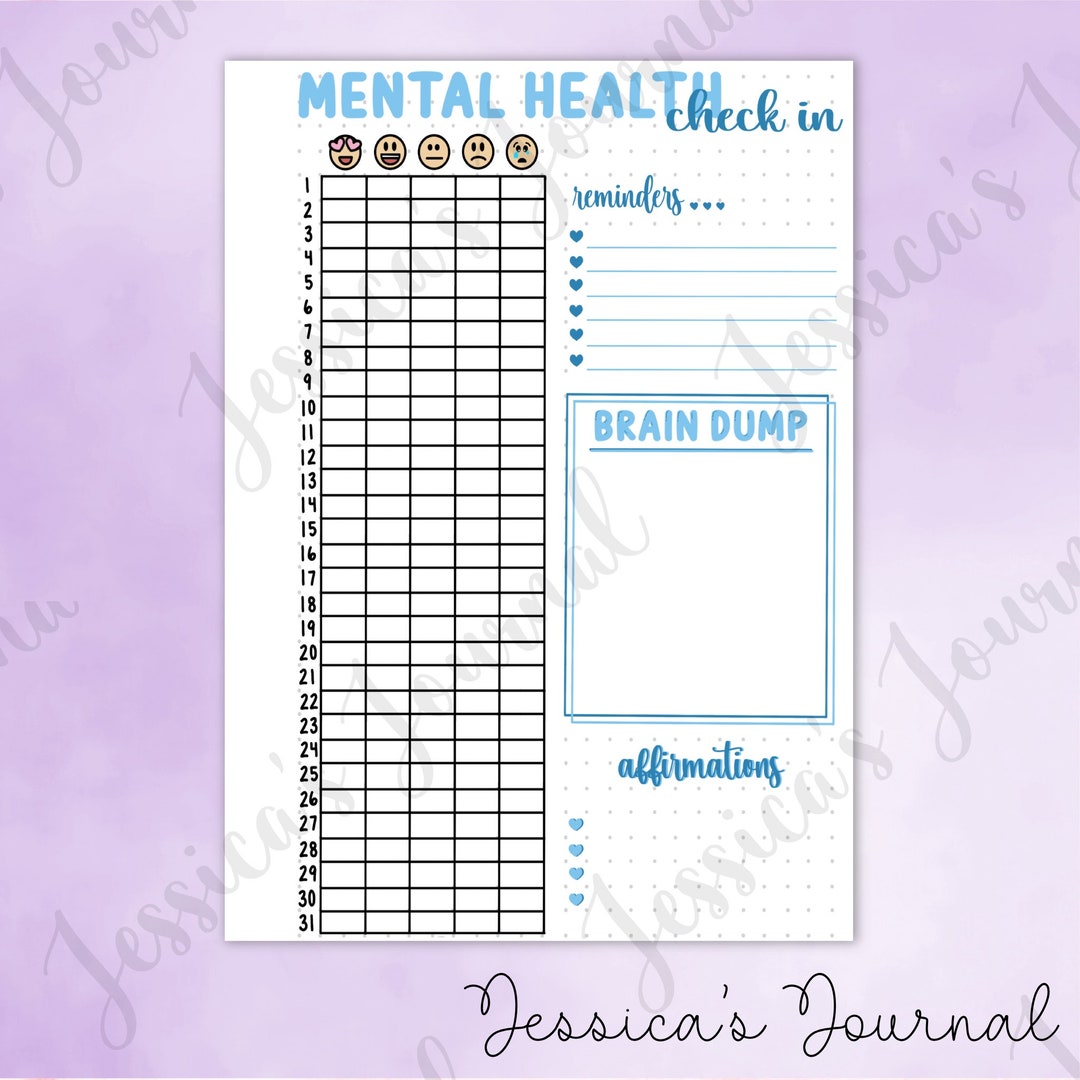 DIGITAL DOWNLOAD | PDF | Mental Health Check in | Jessica's Journal ...