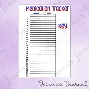 DIGITAL DOWNLOAD | PDF | Morning and Night Medication Tracker | Jessica's Journal Spread