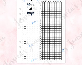 A Year Of Naps Tracker | Yearly Nap Tracker | Jessica's Journal Spread