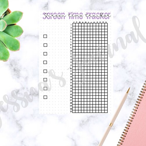 Screen Time Tracker Jessica's Journal Spread Etsy