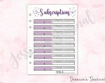 Subscriptions Log | Jessica's Journal Spread