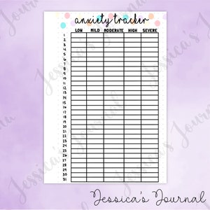 DIGITAL DOWNLOAD | PDF | Monthly Anxiety Tracker | Jessica's Journal Spread