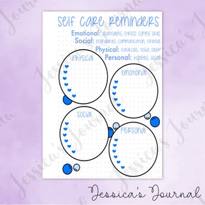 DIGITAL DOWNLOAD PDF Self Care Reminders Jessica's Journal Spread image 1