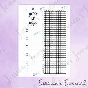 DIGITAL DOWNLOAD | PDF | Yearly Nap Tracker | Jessica's Journal Spread