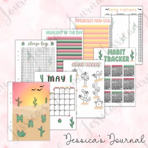 May 2024 Sunset Desert Theme | Monthly Spreads Self Care Journal | Improve Mental Health, Physical Health, Organization | Jessica's Journal