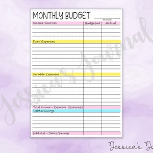 DIGITAL DOWNLOAD | PDF | Monthly Budget | Jessica's Journal Spread