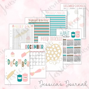 December 2024 Baking Theme | Monthly Spreads | Self Care Journal | Improve Mental Health, Physical Health, Organization | Jessica's Journal