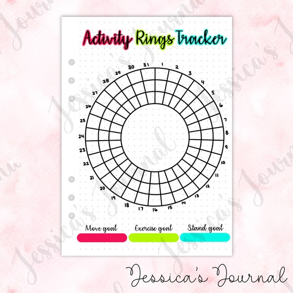 Activity Rings Tracker | Apple Watch Rings | Jessica's Journal Spread