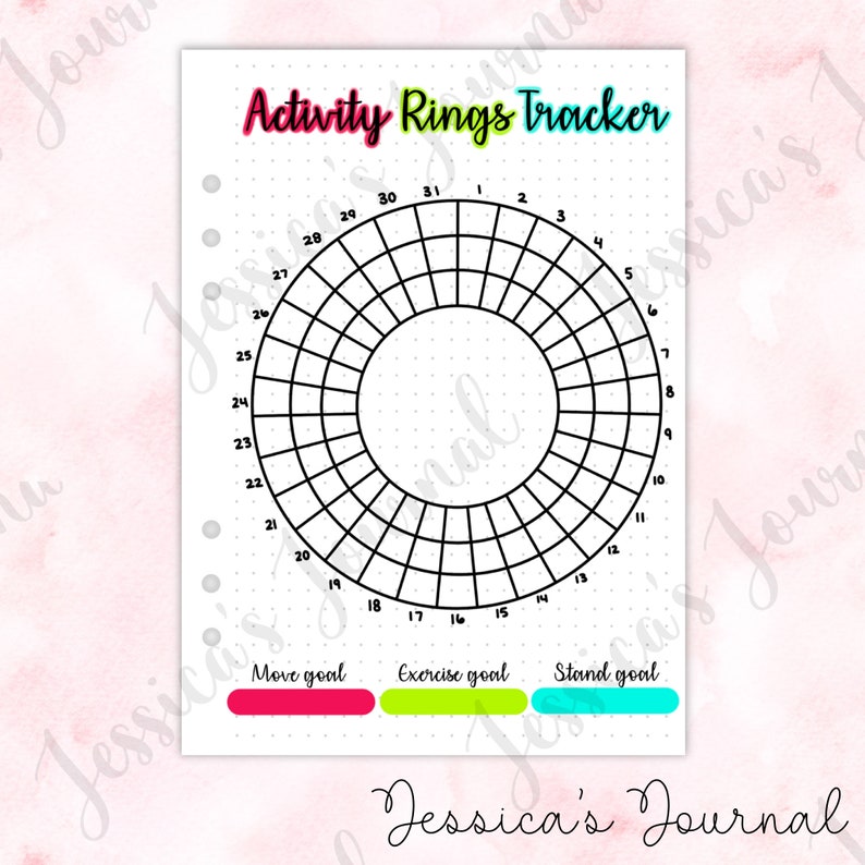 Activity Rings Tracker Apple Watch Rings Jessica's Journal Spread image 1