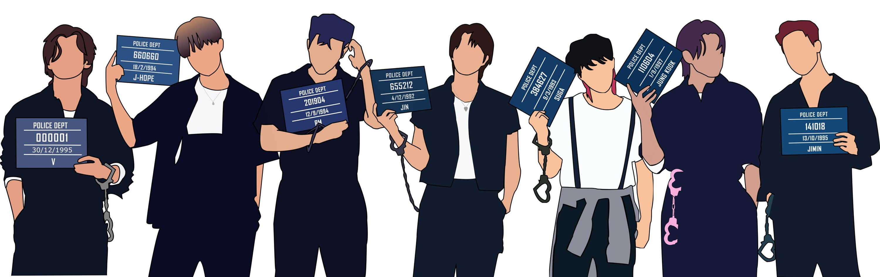 BTS Set Butter Criminal Handcuff Clipart Drawing Vector JPG Etsy