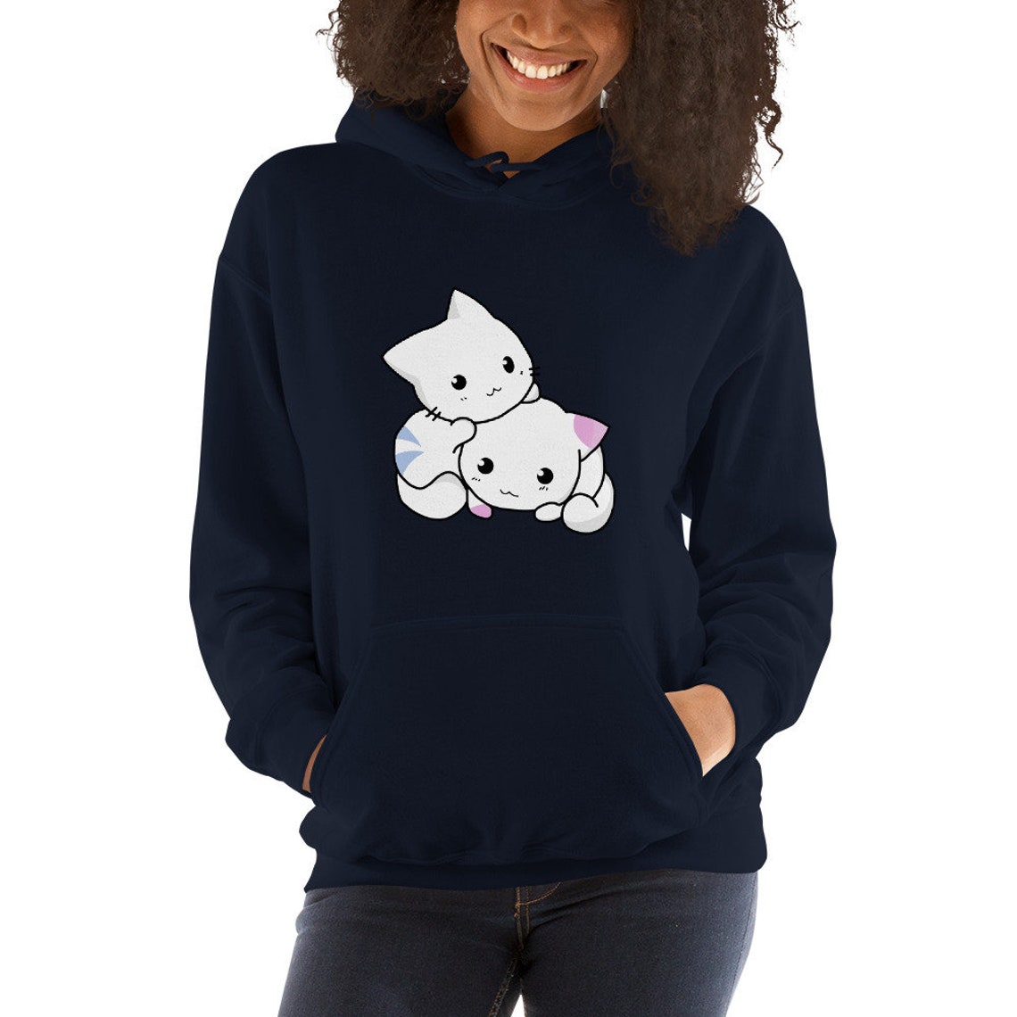 Cute Cat Kawaii Unisex Hoodie Etsy