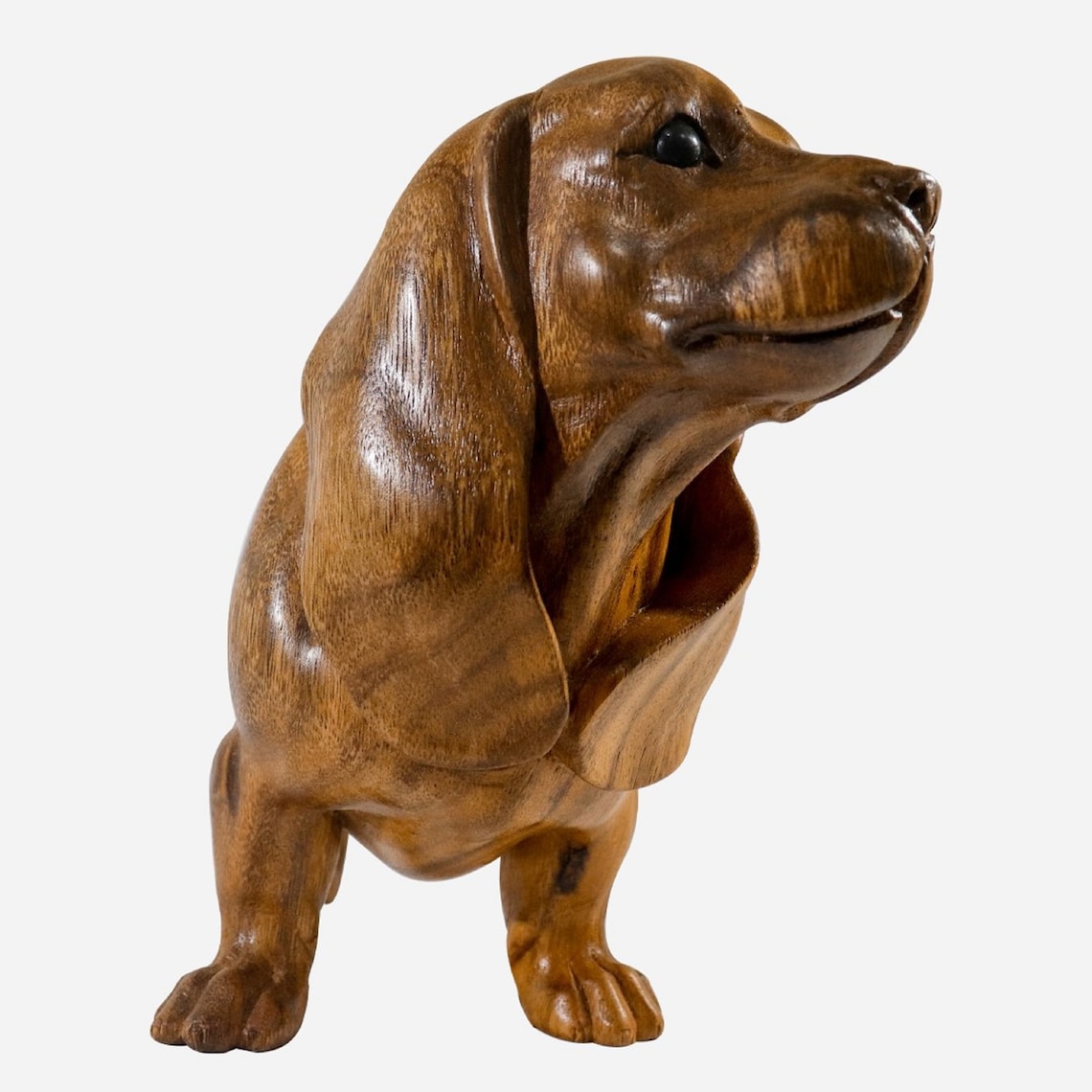 Wood Carved Animal Sculpture. Dog Sculpture. Sitting Basset Etsy