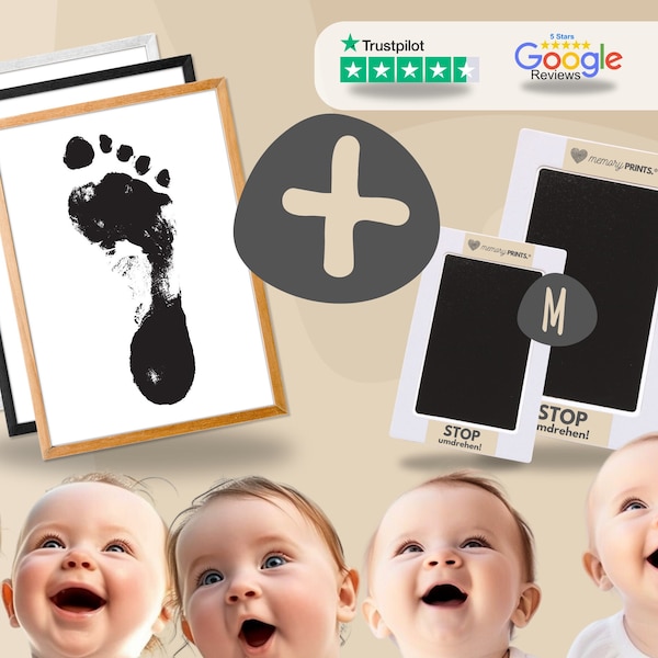 Baby Fuß Abdruck & Hand Abdruck Set | ohne Farbe | Babygeschenk Geburt | personalisiert | individuell | Babyparty | Neugeborenen Geschenk |