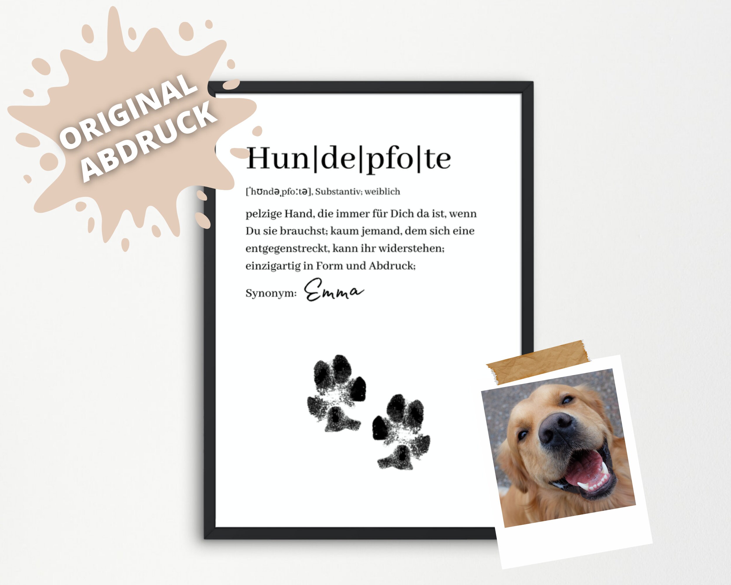 Paw Print Set & Poster SYNONYM DOG PAW Gift Dog Lovers Etsy UK