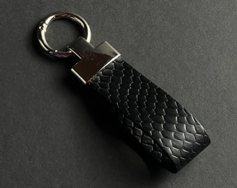 7 Colors Python Pattern Leather Keychain, Snakeskin Print Keychain, Real Leather Key Holder, Leather Key Fob, New House Gift, New Car Gift