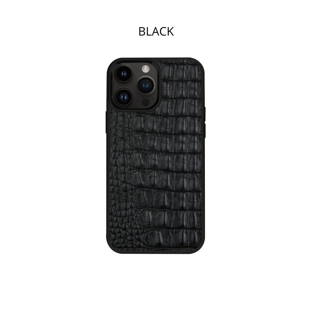 Custom Leather iPhone 16 Pro Max Case, Crocodile Phone Case, Croc