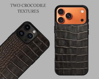 Brown Alligator Embossed Leather iPhone Case, Croc Pattern iPhone Cover, Crocodile iPhone Cases, Brown iPhone Case, Leather iPhone Cases