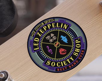 Naklejki okrągłe Led Zeppelin Society, naklejki winylowe do użytku na zewnątrz, sklep z grafikami zespołów