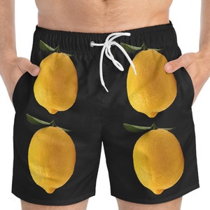 Led Zeppelin Lemon Swim Trunks, Vibrant Lemon Song Swim Knicker Bottoms for Pool Parties, Unique Gift for Fans