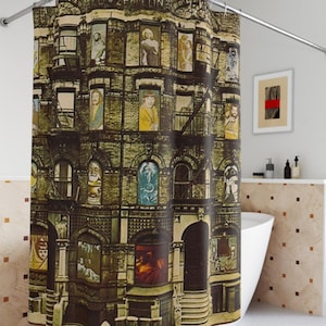 Led Zeppelin Physical Graffiti Building Shower Curtain, Classic Rock Band Home Decor, Music Lover Bathroom Decor, Unique Gift for Rock Fans