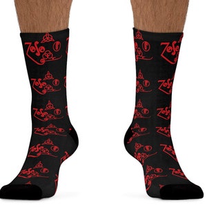 Men's Led Zeppelin Socks, Unisex Rock and Roll Stockings with Pagan Symbols, Perfect Gift for Music Lovers & Rock Fans