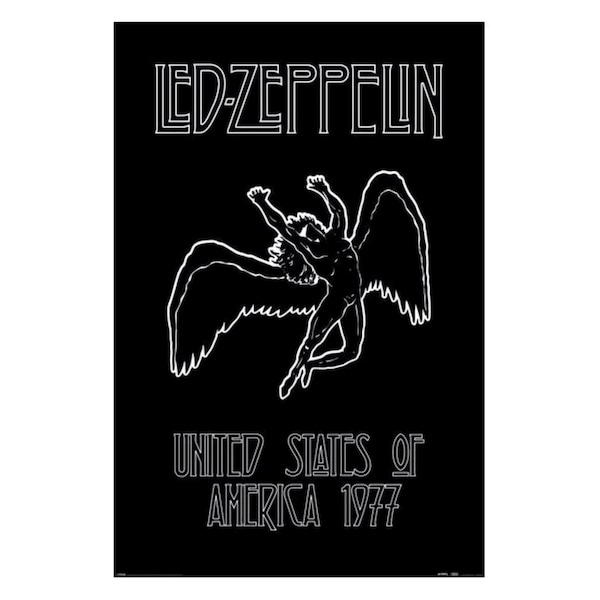 Swan Song Icarus 1977 American Tour Poster, Led Zeppelin 24X36 inch Classic Rock Poster Wall Art