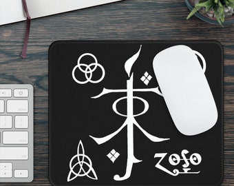 JRR Tolkien Pagan Symbols Gaming Mouse Pad, Led Zeppelin Celtic Ancient Sigils Computer Pad, Classic Rock Band Mousepad