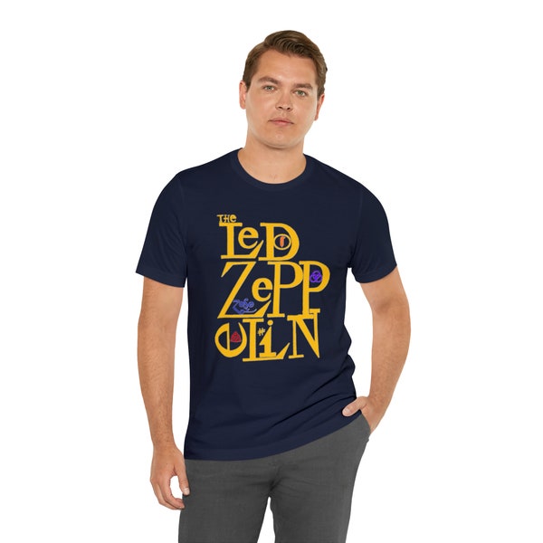Led Zeppelin T-Shirt Uomo – Simboli EST 68 – Colore Nero, Manica Corta