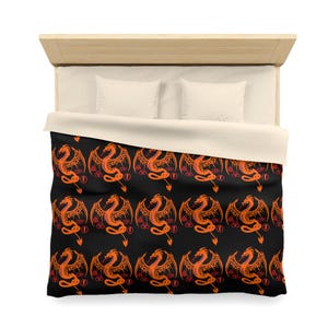 Led Zeppelin Celtic Dragon Duvet Cover | Pagan Symbols Astrological Sigils Bedspread