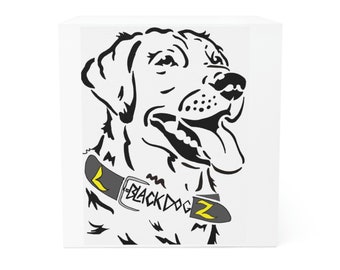 Schwarzer Hund Notizwürfel, Led Zeppelin Post-it Block, Rock Band stationär, Tierliebhaber Haftnotizen, schwarzer Labrador Notizblock