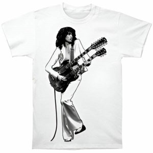 Men&#39;s Jimmy Page Les Paul Guitar Black and White Tshirt, Unisex Zoso Tee