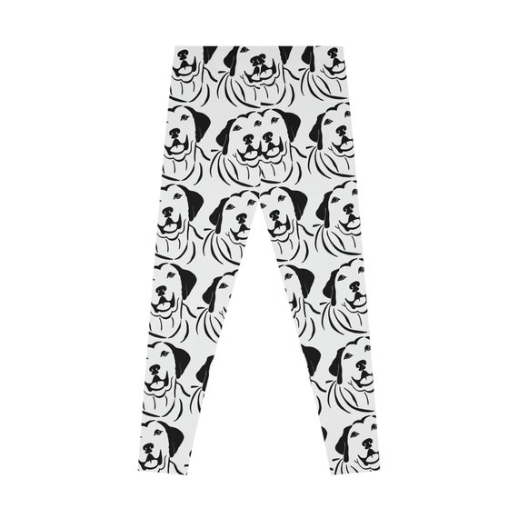 Stretchy black Dog Leggings Happy Dog Pants Animal Print Pants