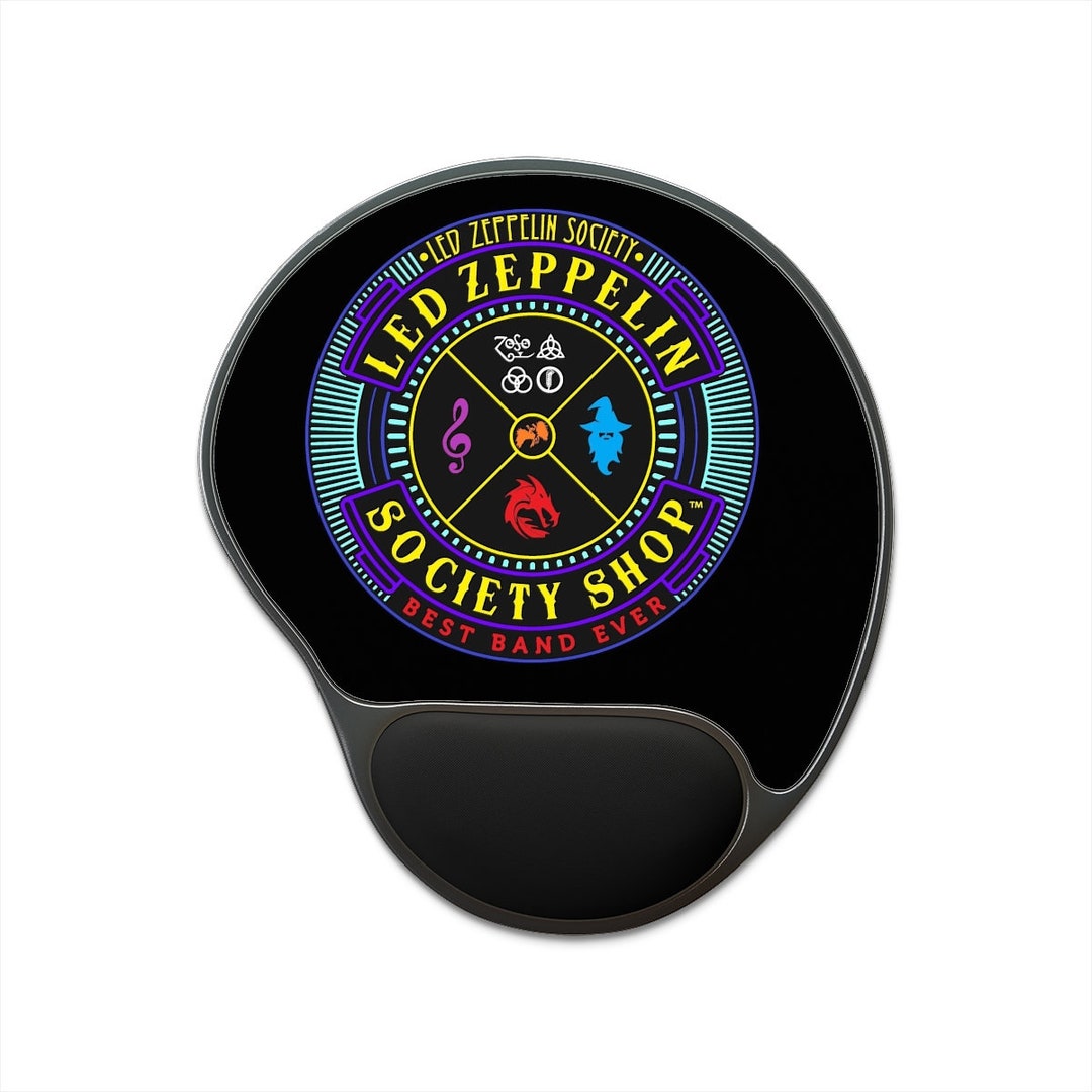 Mouse Pad With Memory Foam Wrist Rest, Led Zeppelin Society Shop Logo