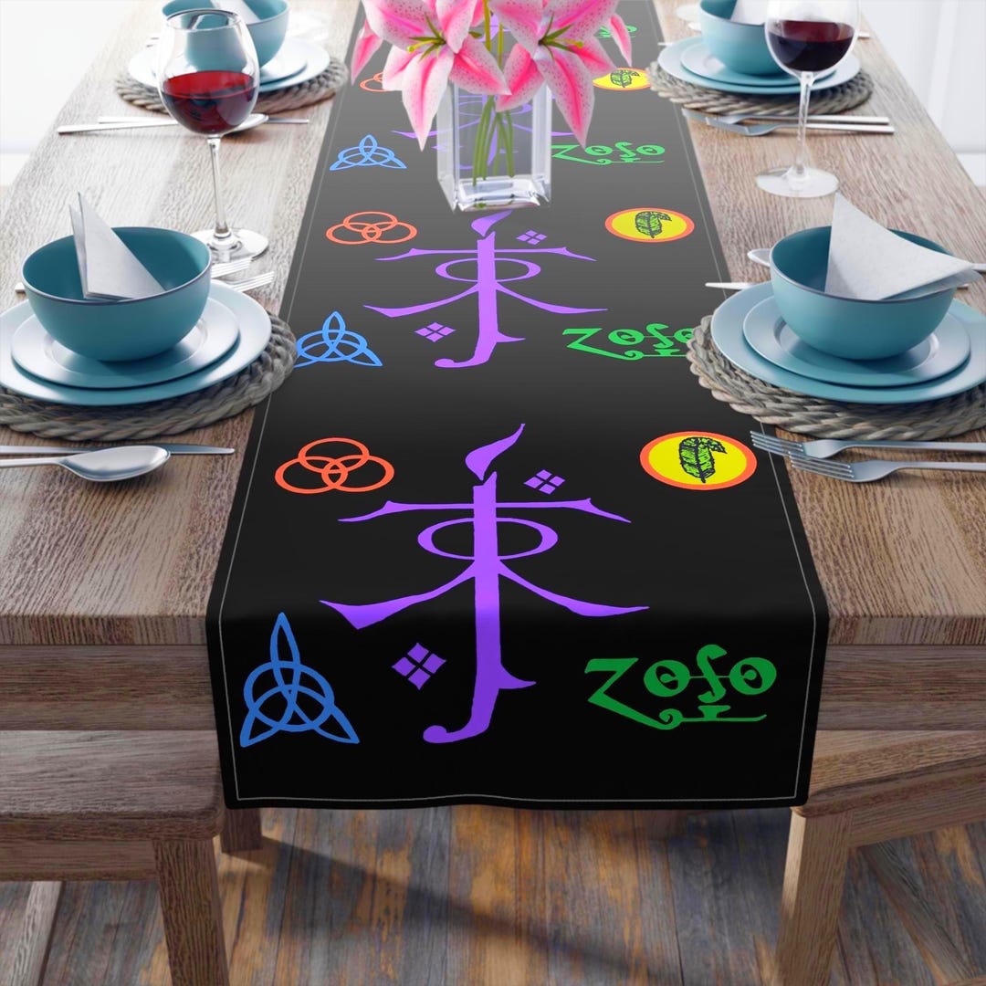 JRR Tolkien Pagan Symbols Led Zeppelin Table Runner, Colorful Runic ...