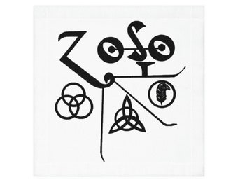 Pagan Symbols Face Towel, Led Zeppelin Classic Rock Band Sigils, Celtic Symbols Cloth