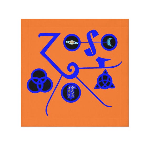 Face Towel, Led Zeppelin Pagan Symbols Cloth, Classic Rock Band