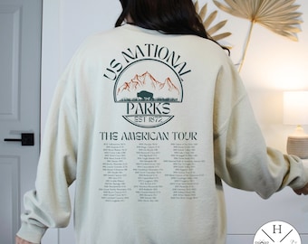 National Park Crewneck Vintage Mountain Park Ranger Environmental Camping Clothes Granola Girl Buffalo Bison Wildlife Sweatshirt Yellowstone