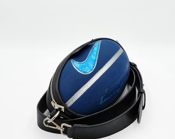 Blue Handmade Basketball Fanny Pack - BallToBag Crossbody Accessory | Unique Belt Bag with Hand-Painted Details