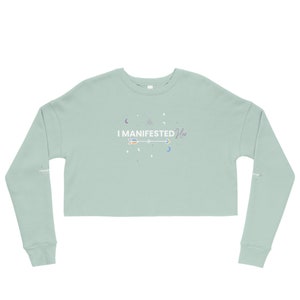 I Manifested Her Crop Sweatshirt, Herbst Sweatshirt, Kuscheliges Sweatshirt, Vollmond, spirituelles Geschenk, ausgerichteter Hoodie, Yoga, Winter, Manifest
