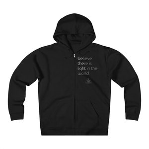 Be the Light Fleece Zip Hoodie Herbst Sweatshirt, Kuscheliges Sweatshirt, spirituelle Geschenke, Unisex, Yoga, Winter, Motivation, Zen