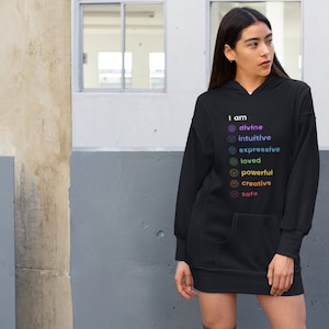I AM Hoodie dress, Chakra sweatshirt, Spiritual, Aligned, Yoga, Meditation, Spiritual gifts, Unsex, Motivational Gift, Spiritual tools